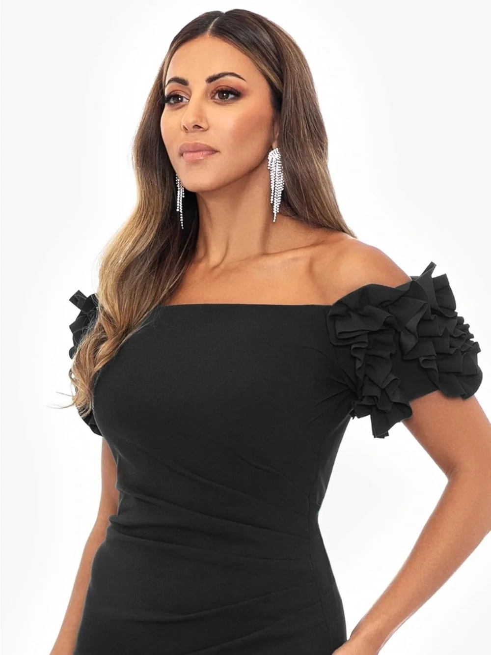 xscape short black dress XSCAPE Women's Black Soutache Lace Long-Sleeve Sheath Dress Size 10